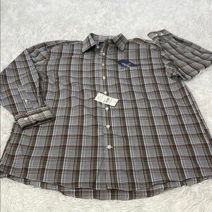 Stafford Brown Casual Button Down Shirt MENS SIZE 16.5